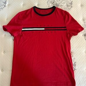 Tommy Hilfiger Red Short Sleeve Tee with Stripes